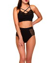 ホーティ レディース パンツ アンダーウェア Women 039 s Lilith Seamless Bralette Set with Criss Cross Neck and Matching High Waist Panty Black