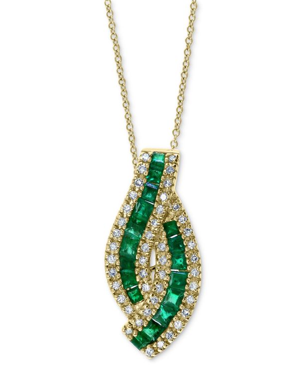 GtB[ fB[X lbNXE`[J[Ey_ggbv ANZT[ EFFY&reg; Emerald (7/8 ct. t.w.) & Diamond (1/5 ct. t.w.) 18 Pendant Necklace in 14k Gold Emerald Pendant