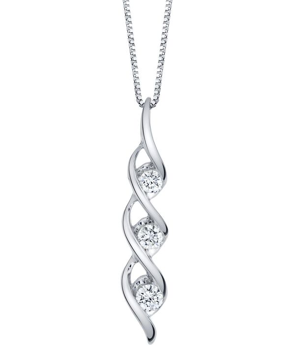 V[i fB[X lbNXE`[J[Ey_ggbv ANZT[ Diamond (1/4 ct. t.w.) Modern Three Stone Pendant in 14k White Gold No Color