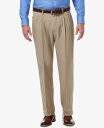 ハガー メンズ カジュアルパンツ ボトムス Men 039 s Premium Comfort Stretch Classic-Fit Solid Pleated Dress Pants Med Khaki