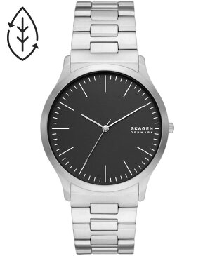 スカーゲン メンズ ブレスレット・バングル・アンクレット アクセサリー Men's Jorn Stainless Steel Bracelet Watch 41mm Silvertone Black