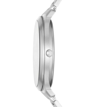 スカーゲン メンズ ブレスレット・バングル・アンクレット アクセサリー Men's Jorn Stainless Steel Bracelet Watch 41mm Silvertone Black