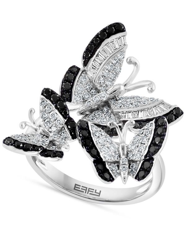 エフィー レディース リング アクセサリー EFFY&reg; White Diamond (3/8 ct. t.w.) & Black Diamond (1/3 ct. t.w.) Butterfly Statement Ring in 14k White Gold White Gold