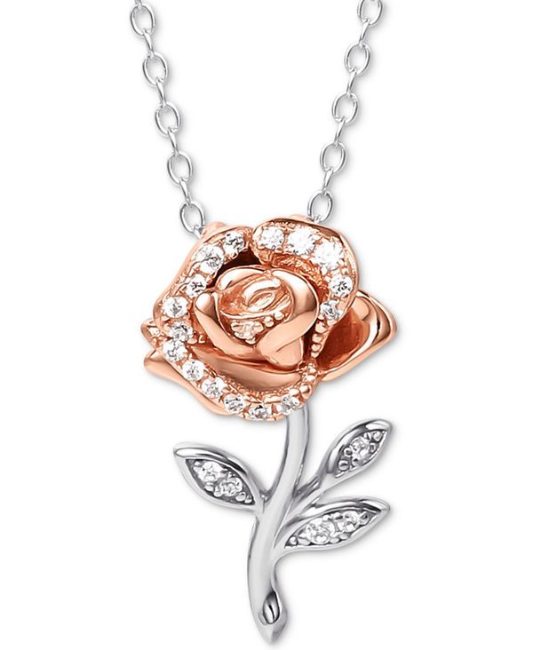 fBYj[ fB[X lbNXE`[J[Ey_ggbv ANZT[ Cubic Zirconia Rose 18 Pendant Necklace in Sterling Silver & 18k Rose Gold-Plate Sterling Silver