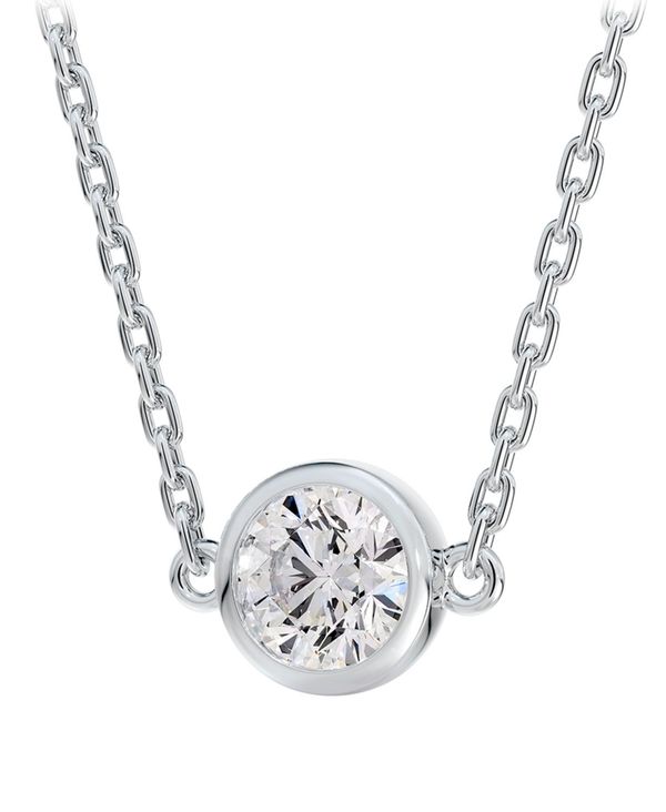 フォーエバーマーク ネックレス フォーエバーマーク レディース ネックレス・チョーカー・ペンダントトップ アクセサリー Diamond Bezel Pendant Necklace (1/3 ct. t.w.) in 14k White Gold 16 + 2 extender White Gold