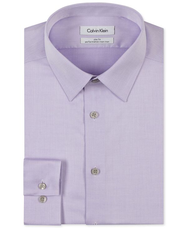 カルバン・クライン カルバンクライン メンズ シャツ トップス Men's Slim Fit Non Iron Performance Herringbone Point Collar Dress Shirt Lilac