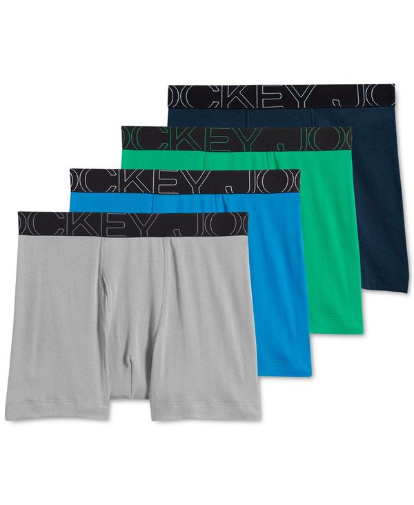 ジョッキー メンズ ボクサーパンツ アンダーウェア Men s 4-Pk. ActiveBlend Moisture-Wicking Boxer Briefs Blue/Green/Grey/Midnight