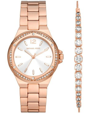 マイケルコース レディース ブレスレット・バングル・アンクレット アクセサリー Women's Lennox Three Hand Rose Gold-Tone Stainless Steel Bracelet Watch 37mm and Sterling Bracelet Set Rose Gold-Tone