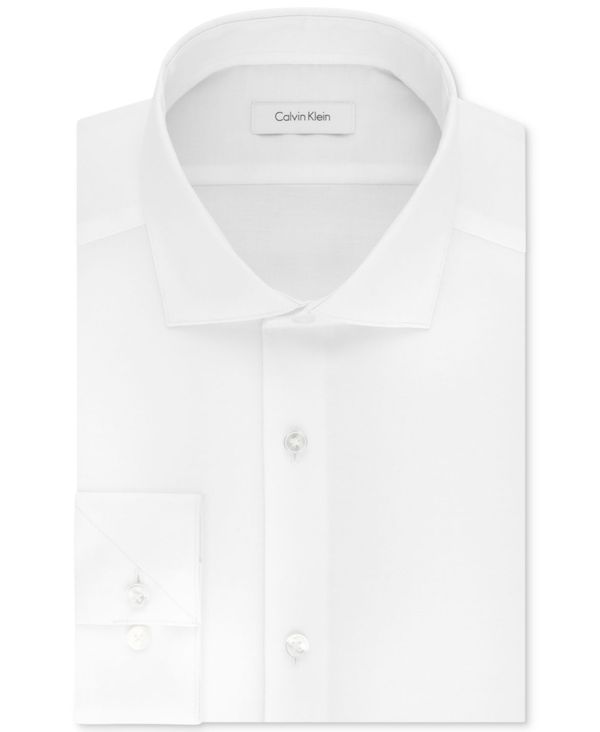 カルバン・クライン カルバンクライン メンズ シャツ トップス Calvin Klein Men's STEEL Slim-Fit Non-Iron Stretch Performance Dress Shirt White