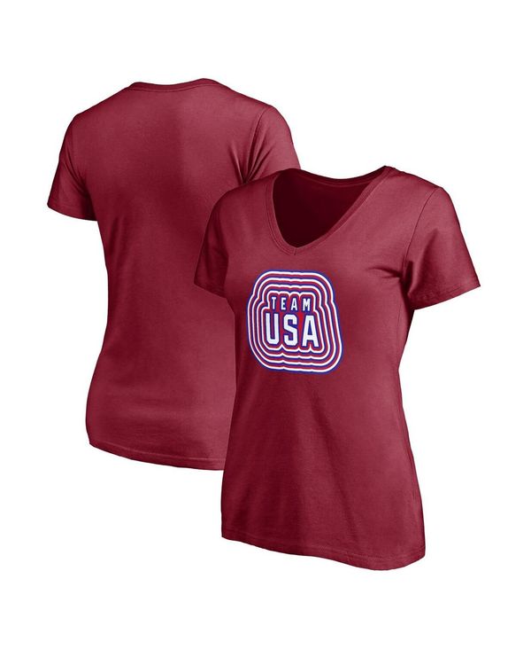2022低価 ファナティクス レディース Tシャツ トップス Women's Branded Cardinal Team USA Together Team V-Neck T-shirt Cardinal：ReVida 店 即納国産