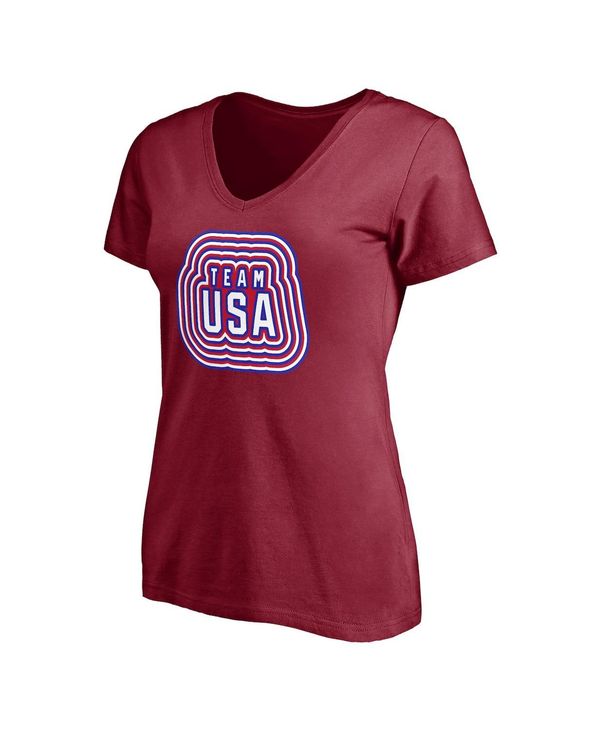2022低価 ファナティクス レディース Tシャツ トップス Women's Branded Cardinal Team USA Together Team V-Neck T-shirt Cardinal:ReVida 店 即納国産