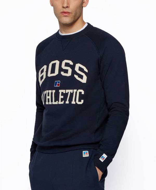 ヒューゴボス メンズ パーカー・スウェット アウター BOSS x Russell Athletic Unisex Relaxed-Fit Sweatshirt Dark Blue