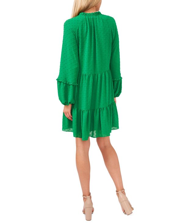 低価在庫 セセ レディース ワンピース トップス Ruffled Clip-Dot Dress Lush Green:ReVida 店 お得爆買い