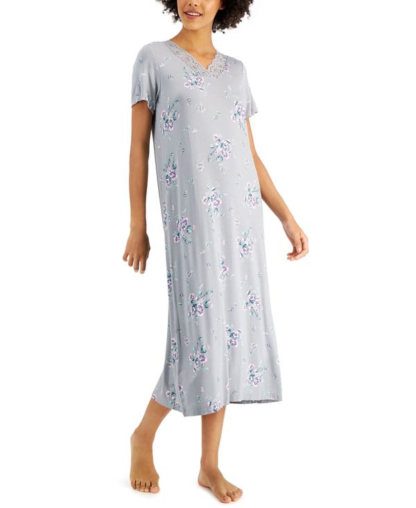 ナイトウェア・ルームウェア, パジャマ  Lace-Trim Short Sleeve Nightgown Tossed Bouquet