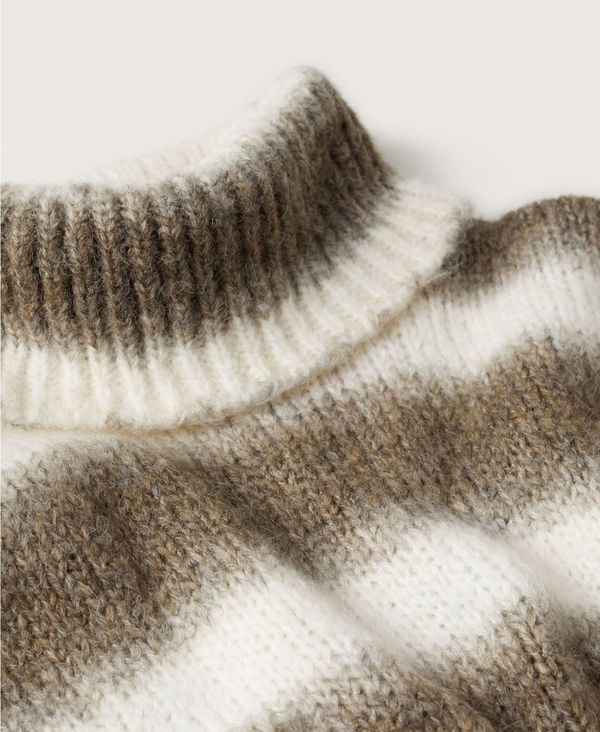 好評高品質 マンゴ レディース ニット・セーター アウター Women's Striped Knit Sweater Ecru：ReVida 店 2022国産