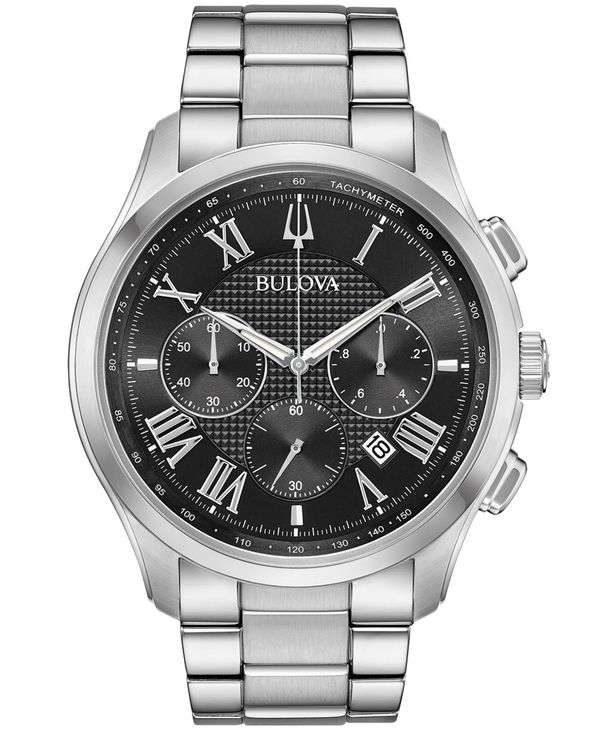 ブロバ メンズ 腕時計 アクセサリー Men's Chronograph Wilton Stainless Steel Bracelet Watch 46.5mm No Color