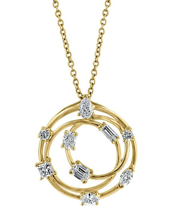 エフィー レディース ネックレス・チョーカー・ペンダントトップ アクセサリー EFFY® Diamond Multi-Cut Multi-Circle 18 Pendant Necklace (5/8 ct. t.w.) in 14k Gold Yellow Gold