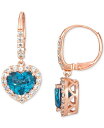  @ fB[X sAXECO ANZT[ Deep Sea Blue Topaz (3 ct. t.w.) & Vanilla Topaz (5/8 ct.t .w.) Leverback Drop Earrings in 14k Rose Gold Rose Gold