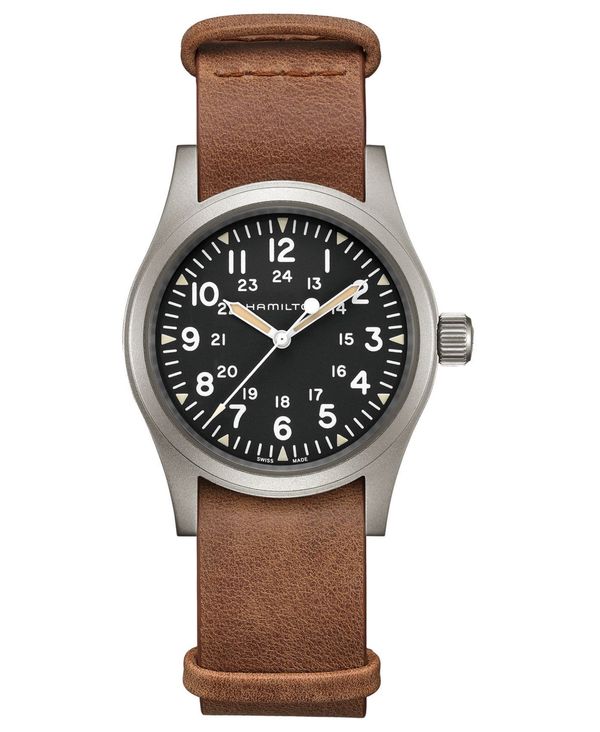 ハミルトン カーキ 腕時計（レディース） ハミルトン レディース 腕時計 アクセサリー Unisex Swiss Mechanical Khaki Field Brown Leather Strap Watch 38mm Brown