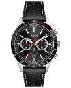 {X Y rv ANZT[ Allure Men's Chronograph Black Leather Strap Watch 44mm Silver