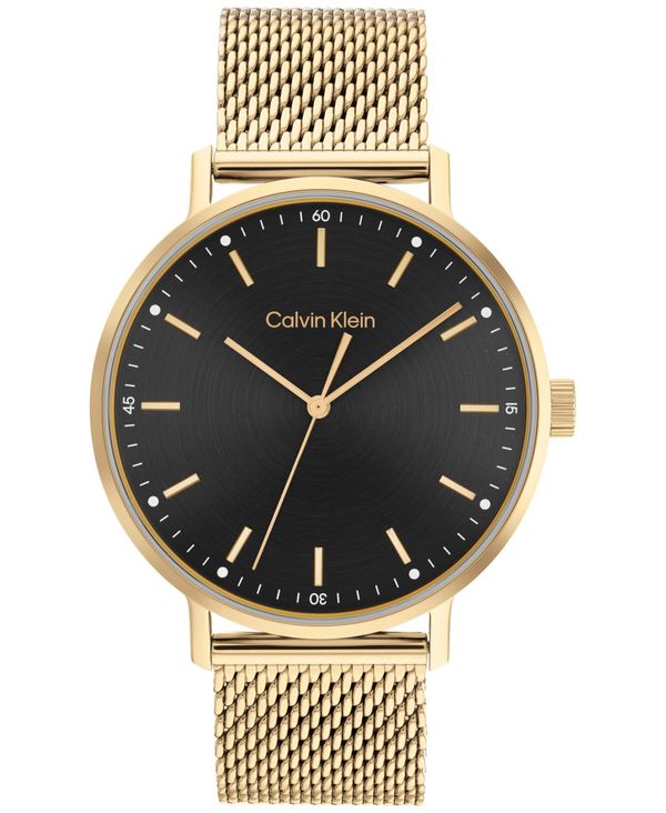カルバンクライン 腕時計（メンズ） カルバンクライン メンズ 腕時計 アクセサリー Men's Gold-Tone Mesh Bracelet Watch 42mm Gold