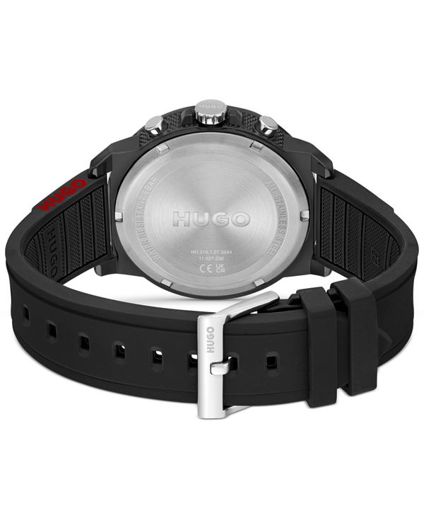 国産格安 フューゴ メンズ 腕時計 アクセサリー Men's Relax Black Silicone Strap Watch 45mm Black：ReVida 店 人気絶頂