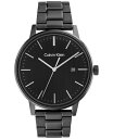 JoNC Y rv ANZT[ Men's Black-Tone Stainless Steel Bracelet Watch 43mm Black