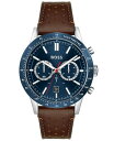 {X Y rv ANZT[ Allure Men's Chronograph Brown Leather Strap Watch 44mm Silver