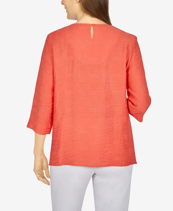 アルフレッド ダナー レディース シャツ トップス Plus Size Tiki Time Beaded Lace Textured Shirt Tangerine