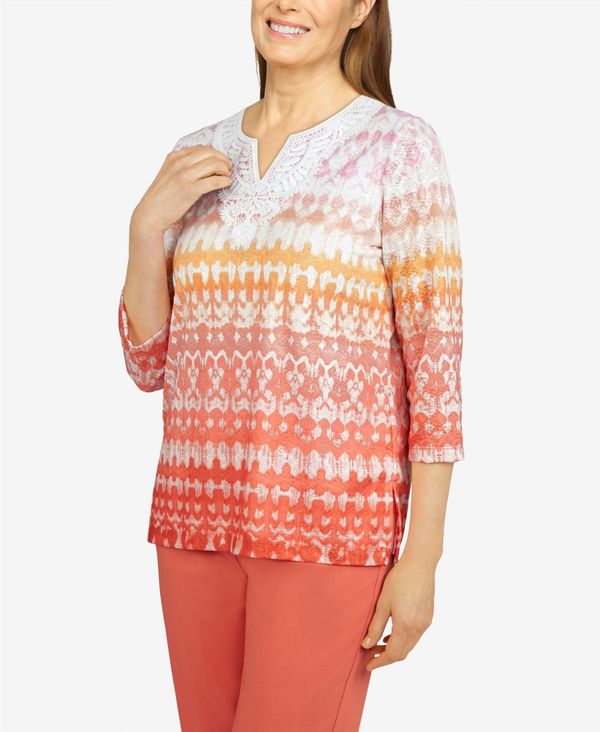 アルフレッド ダナー レディース シャツ トップス Women's Tiki Time Textured Ombre Ikat Print Top Tangerine