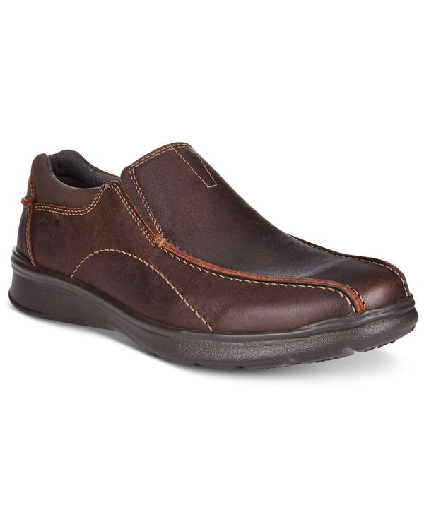 クラークス メンズ スリッポン・ローファー シューズ Men's Cotrell Step Bike Toe Slip On Brown Oily Leather