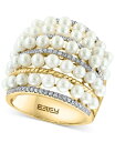 エフィー レディース リング アクセサリー EFFY&reg; Cultured Freshwater Pearl (4mm) & Diamond (3/8 ct. t.w.) Multirow Statement Ring in 14k Gold Gold