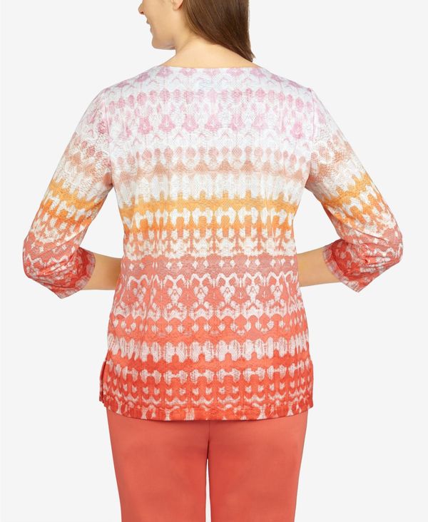 アルフレッド ダナー レディース シャツ トップス Petite Tiki Time Textured Ombre Ikat Print Top Tangerine