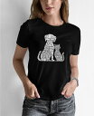 エルエーポップアート レディース シャツ トップス Women's Word Art Dogs and Cats T-shirt Black