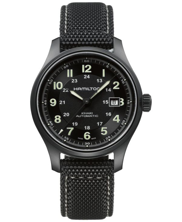 ReVida ŷԾŹ㤨֥ϥߥȥ  ꡼ ӻ Hamilton Men's Swiss Automatic Khaki Field Black Canvas Strap Watch 42mm H70575733 Black ֥åפβǤʤ327,800ߤˤʤޤ