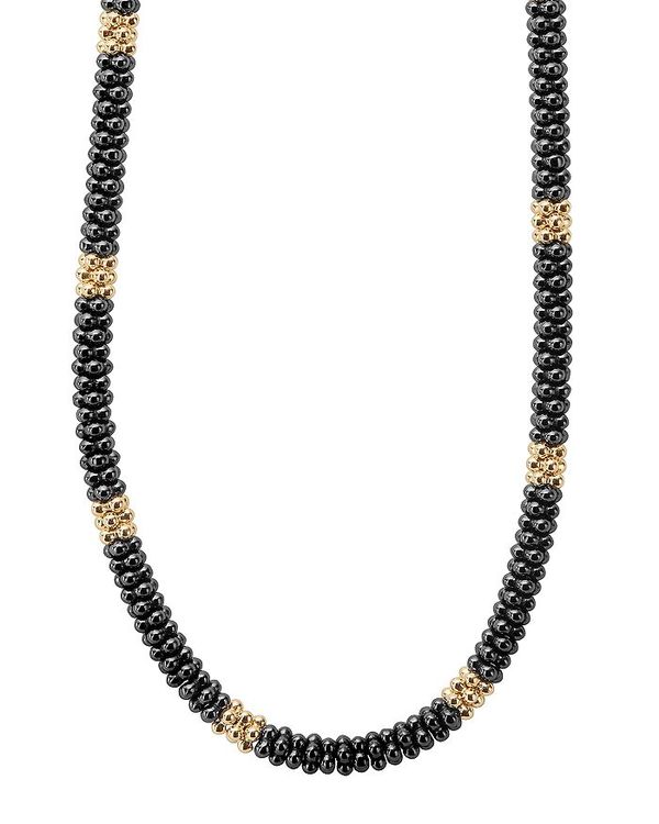 ラゴス レディース ネックレス・チョーカー・ペンダントトップ アクセサリー Gold & Black Caviar Collection 18K Gold & Ceramic Rope Necklace 18 Black/Gold