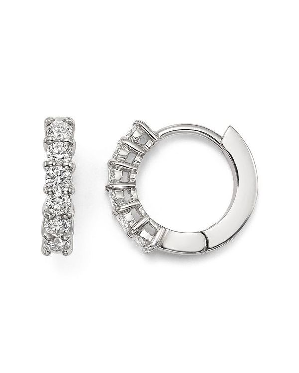 ロバートコイン レディース ピアス・イヤリング アクセサリー 18K White Gold Small Hoop Earrings with Diamonds White