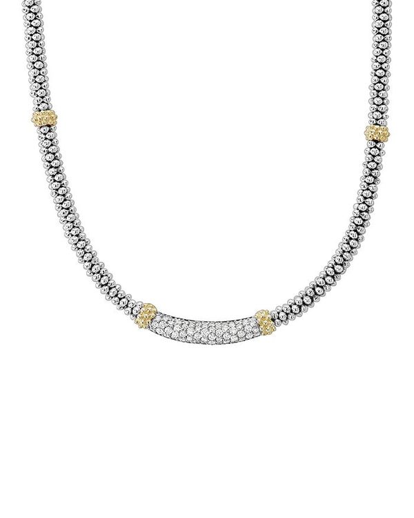 ラゴス レディース ネックレス・チョーカー・ペンダントトップ アクセサリー 18K Gold and Sterling Silver Diamond Lux Station Necklace 16 White/Silver