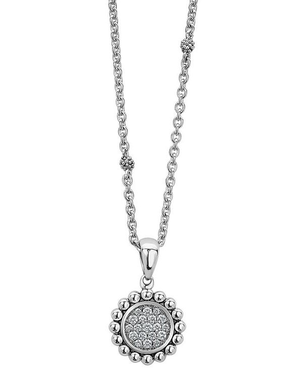 ラゴス レディース ネックレス・チョーカー・ペンダントトップ アクセサリー Sterling Silver Caviar Spark Diamond Pendant Necklace 18 White/Silver