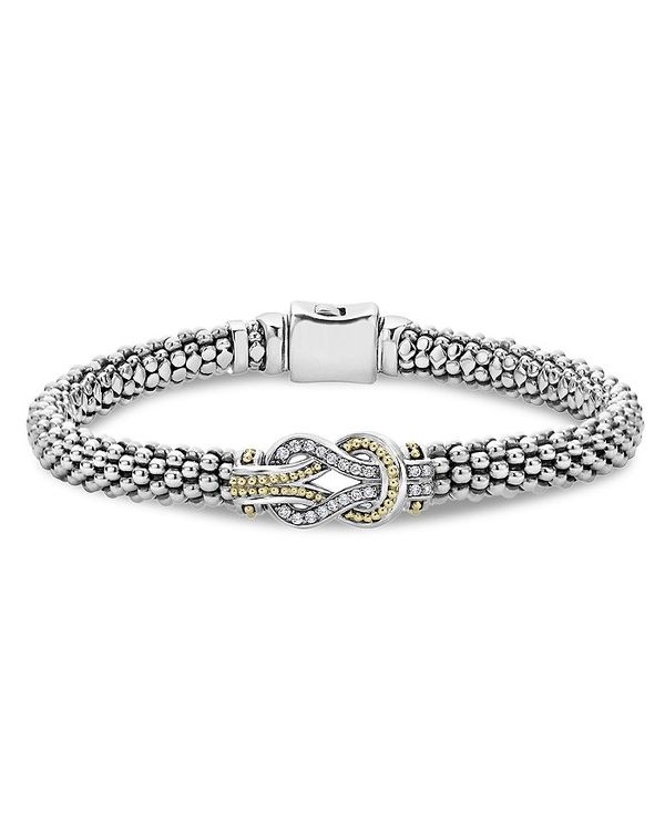 ラゴス レディース ブレスレット・バングル・アンクレット アクセサリー 18K Gold and Sterling Silver Newport Knot Bracelet with Diamonds White/Gold
