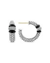 ラゴス レディース ピアス・イヤリング アクセサリー Sterling Silver Black Caviar Diamond & Black Ceramic Hoop Earrings Silver