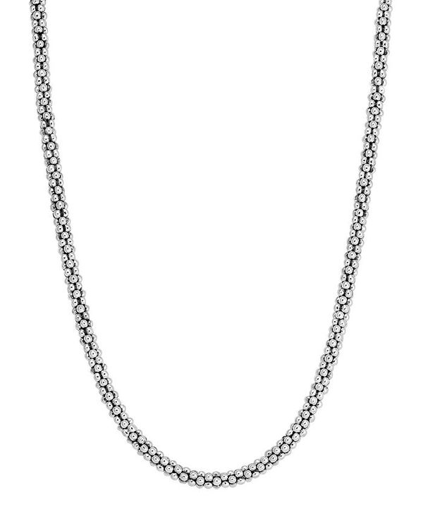 ラゴス レディース ネックレス・チョーカー・ペンダントトップ アクセサリー Sterling Caviar Silver Rope Chain Necklace 16 Silver