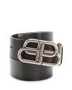 バレンシアガ メンズ ベルト アクセサリー Men's Logo Buckle Leather Belt Black