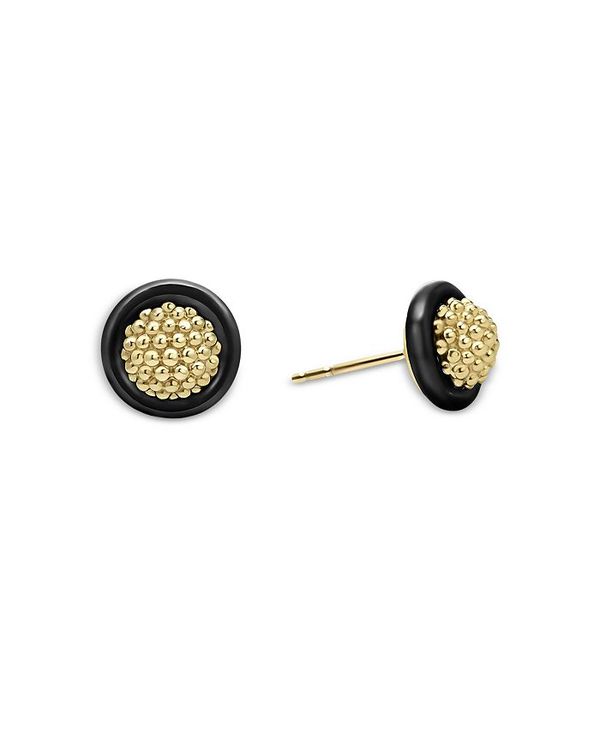 ラゴス レディース ピアス・イヤリング アクセサリー 18K Yellow Gold Black Caviar Black Ceramic 9mm Stud Earrings - 100% Exclusive Gold/Black