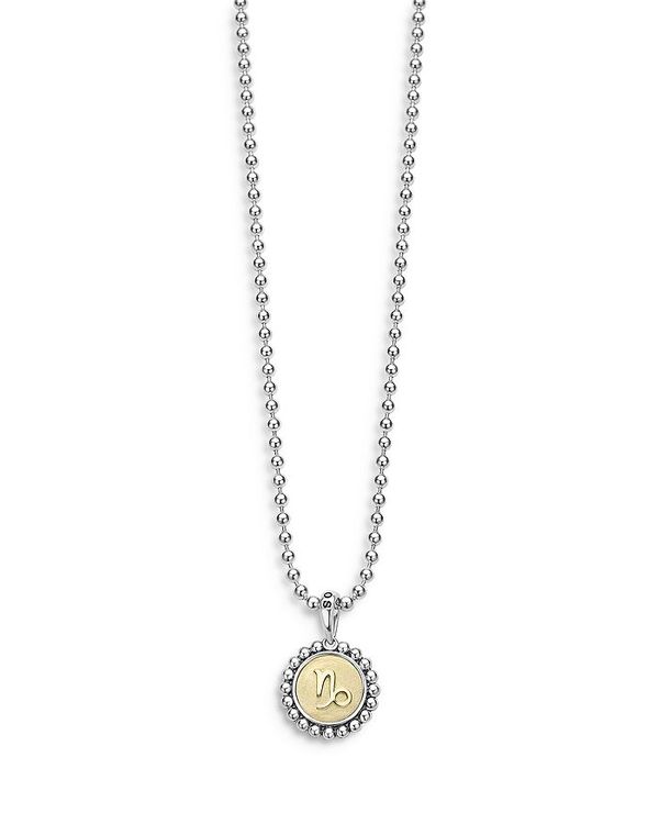 ラゴス レディース ネックレス・チョーカー アクセサリー Sterling Silver and 18K Yellow Gold Signature Caviar Zodiac Pendant Necklace 16 Capricorn