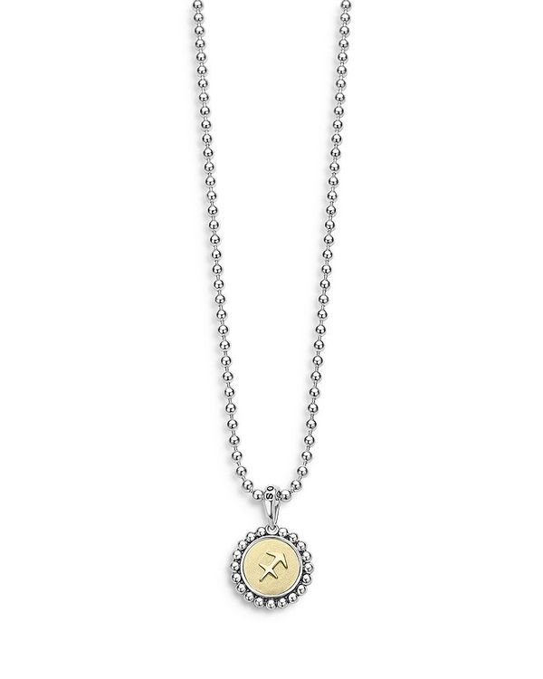 ラゴス レディース ネックレス・チョーカー アクセサリー Sterling Silver and 18K Yellow Gold Signature Caviar Zodiac Pendant Necklace 16 Sagittarius