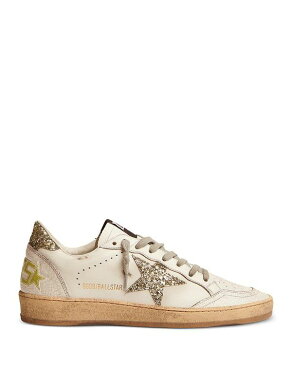 ゴールデングース レディース スニーカー シューズ Women's Ball Star Silver Glitter Detail Low Top Sneakers White/Silver Glitter
