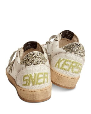 ゴールデングース レディース スニーカー シューズ Women's Ball Star Silver Glitter Detail Low Top Sneakers White/Silver Glitter