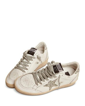 ゴールデングース レディース スニーカー シューズ Women's Ball Star Silver Glitter Detail Low Top Sneakers White/Silver Glitter