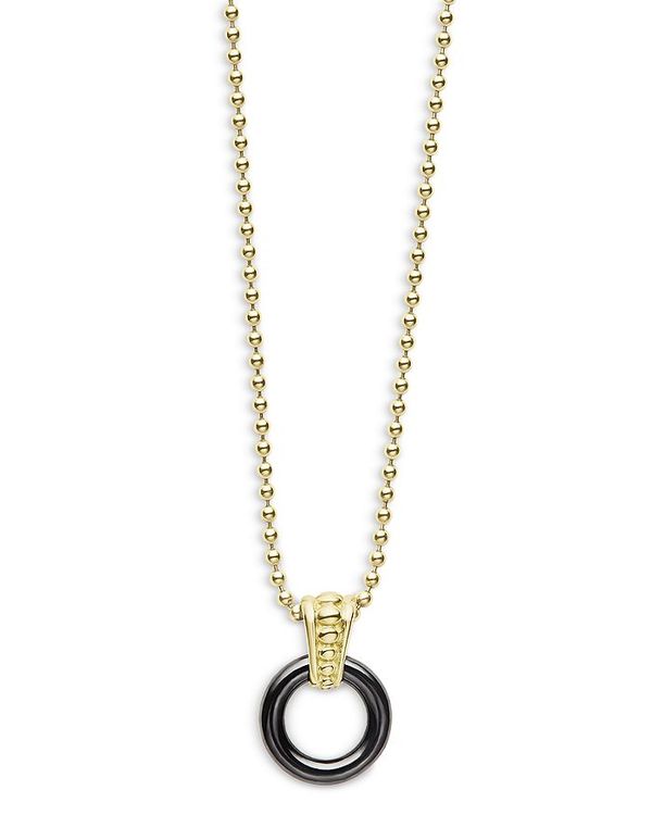 ラゴス レディース ネックレス・チョーカー アクセサリー 18K Yellow Gold Black Caviar Black Ceramic 9mm Circle Pendant Necklace 18 - 100% Exclusive Gold/Black